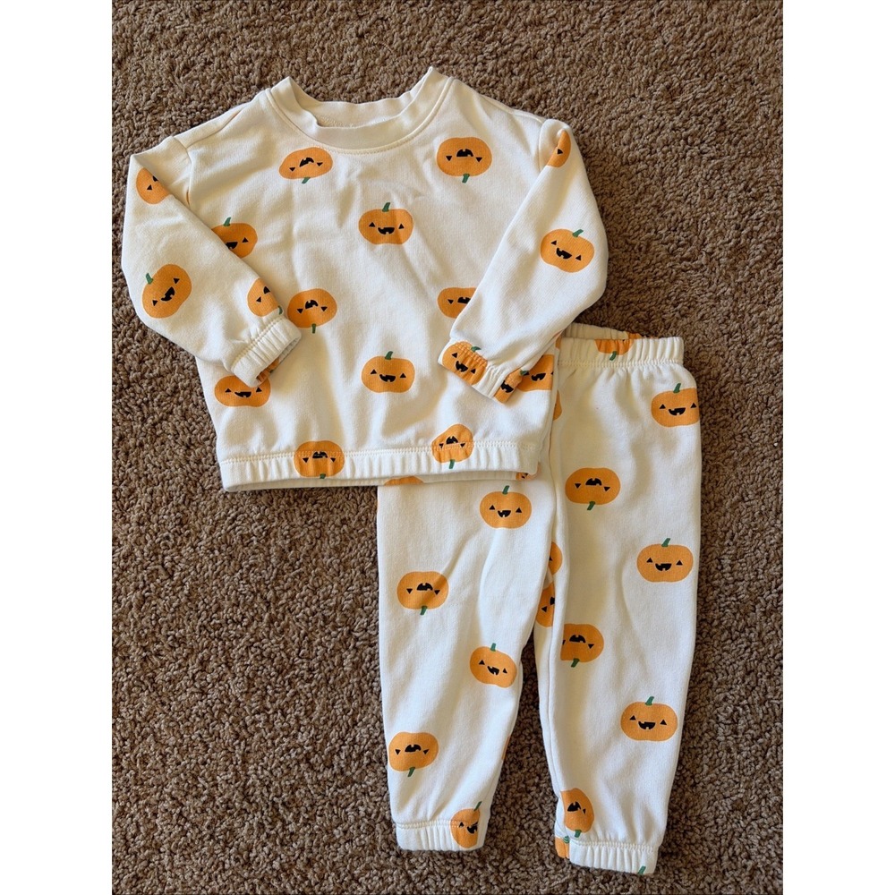Old Navy Halloween Pumpkins Fall Holiday‎ 2pc Sweat Set Unisex Toddler 12-18M